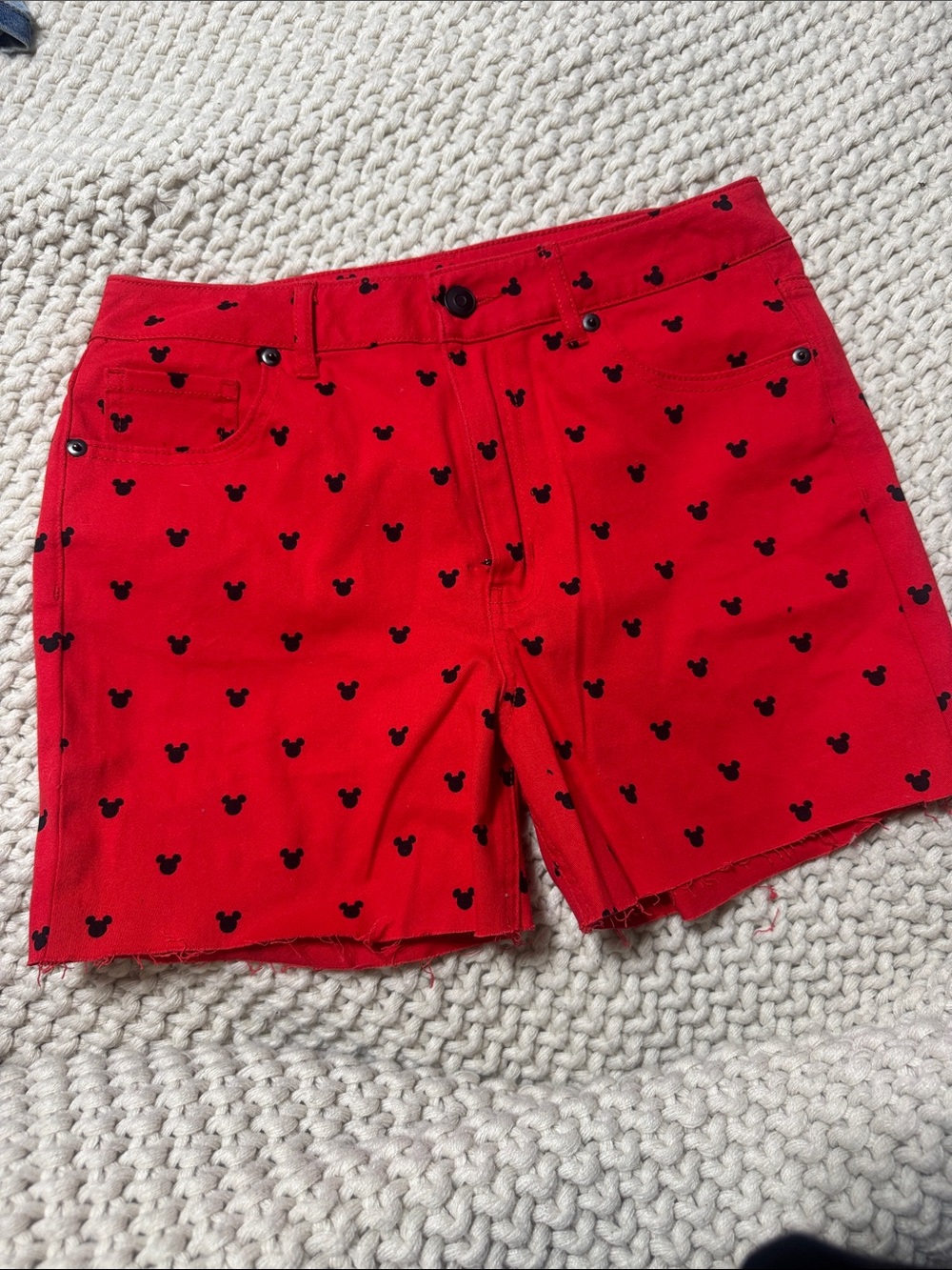 Disney Red Shorts with Black Mickey Heads